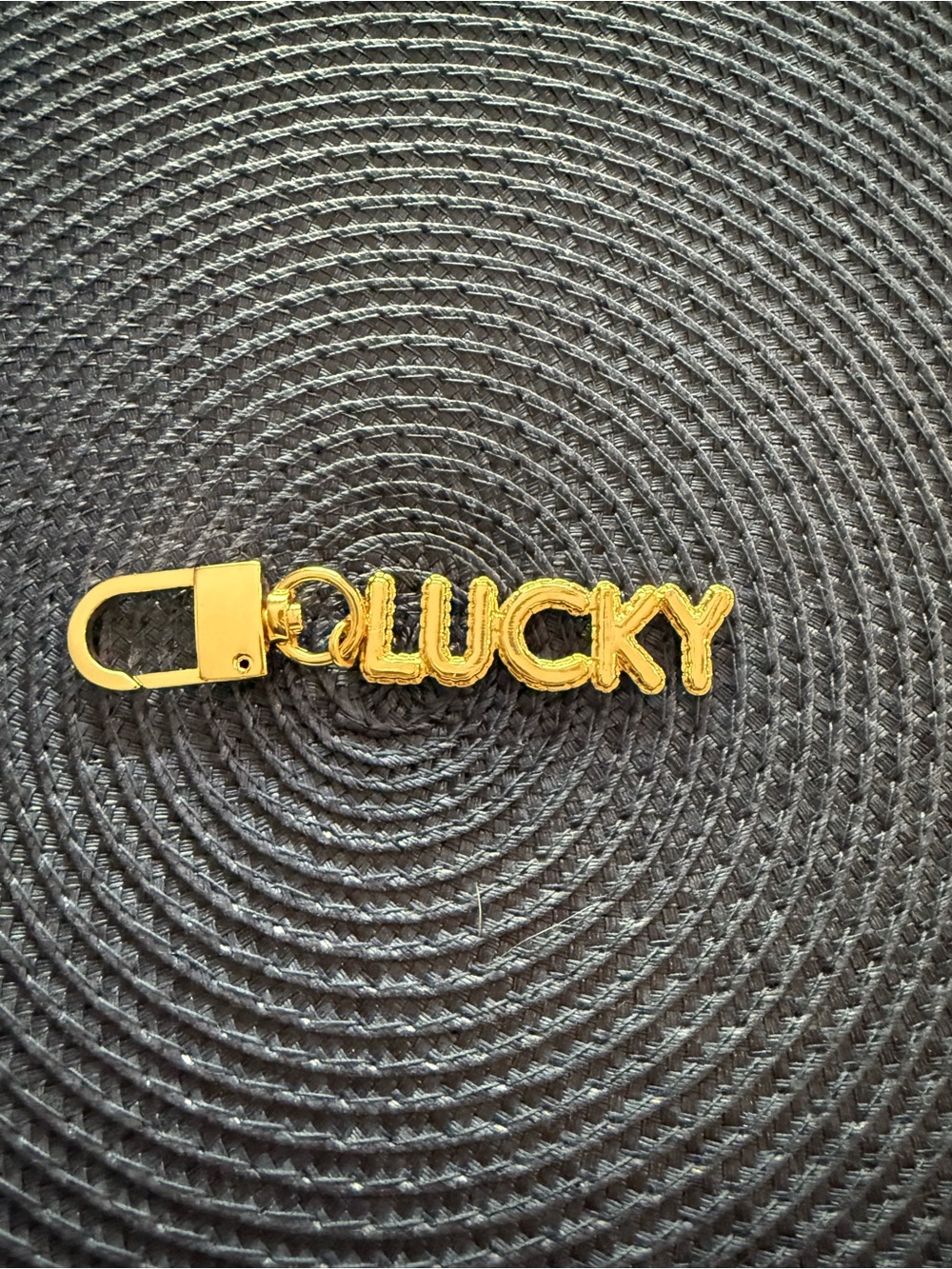 Gold 'LUCKY' Keychain Charm Kate Spade